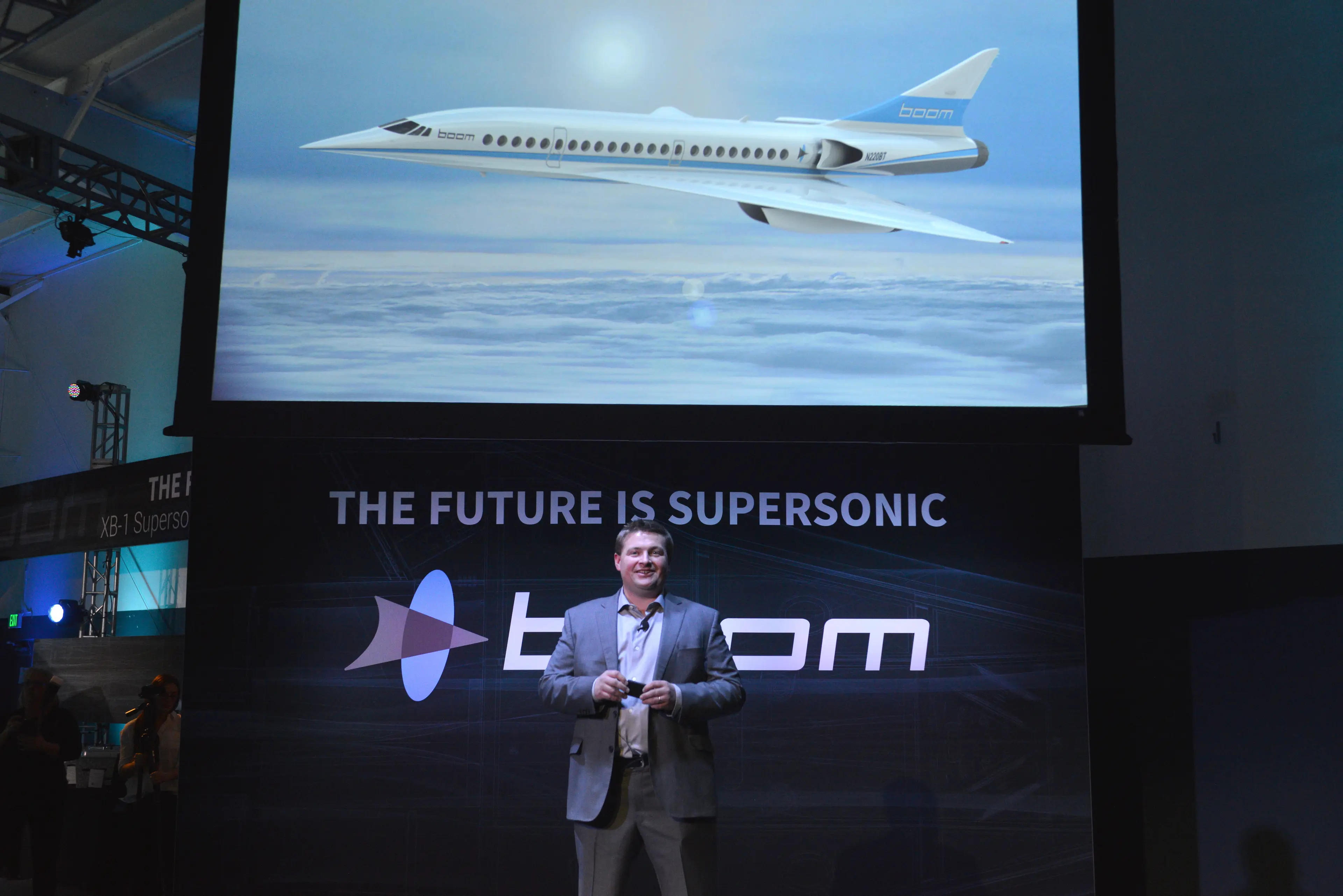 The US-based company may be the first to bring back supersonic travel. (Tom Cooper/Getty Images for Boom Technology)