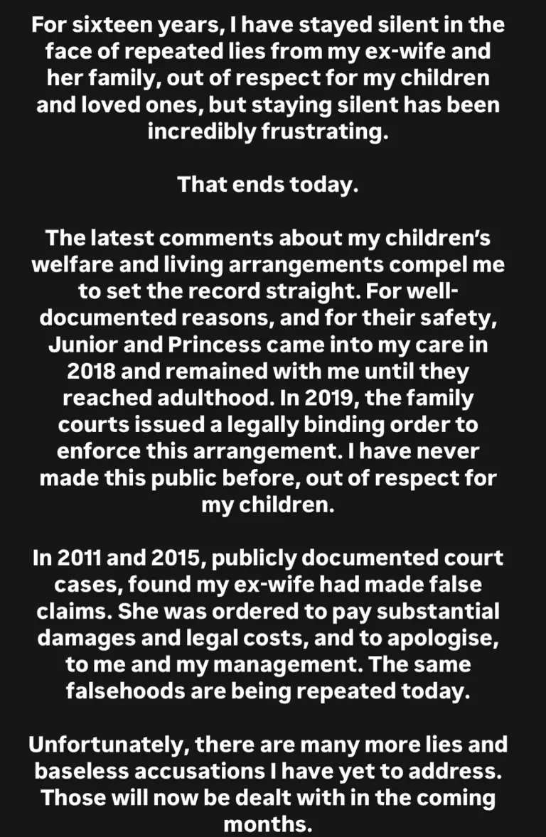 He has responded to Price's latest comments (Instagram/peterandre)