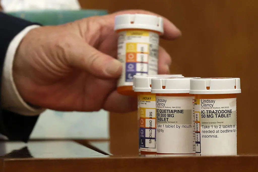Medication prescribed to Lindsay Clancy in the months leading up to the deaths of her children was shown to the court (David L. Ryan/The Boston Globe via Getty Images)