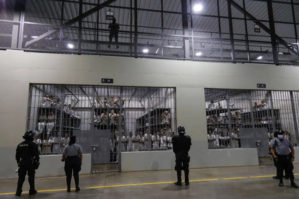 This mega-prison in El Salvador was opened last year and already contains thousands of inmates. (Alex Pena/Anadolu via Getty Images)