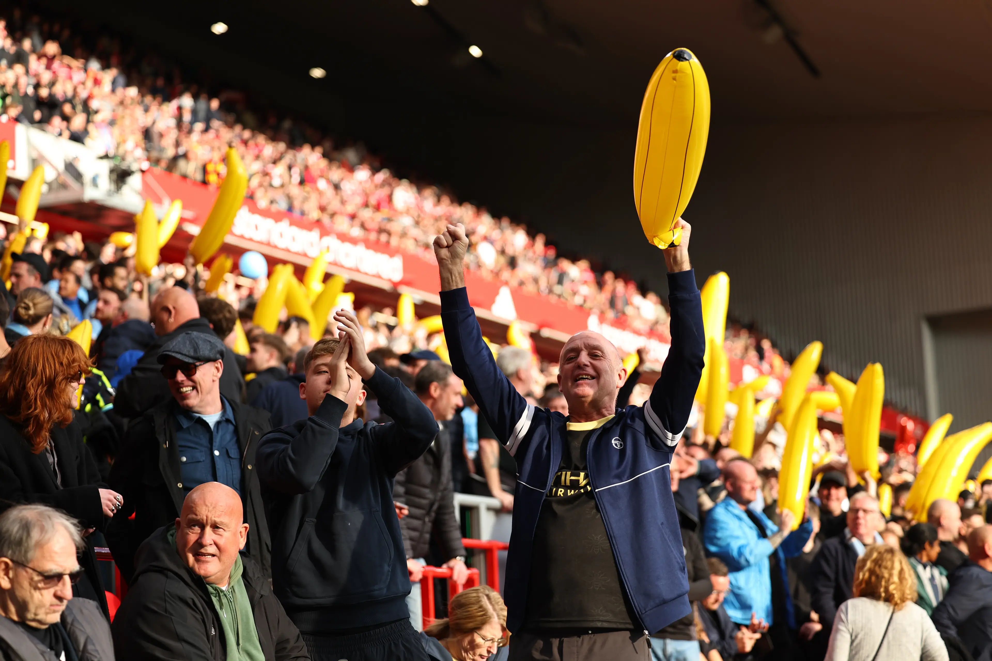 City fans have headed to Anfield with a ton of inflatable bananas (Robbie Jay Barratt - AMA/Getty Images)