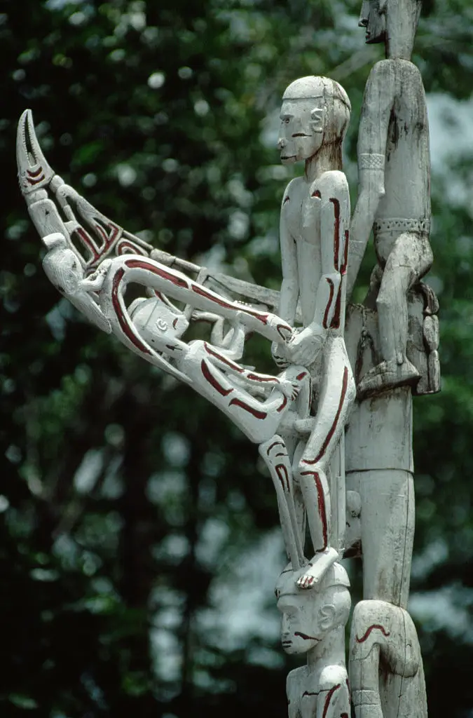 An example of Asmat woodcarvings, some of which were linked to headhunting rituals (Arne Hodalic/CORBIS/Corbis via Getty Images)
