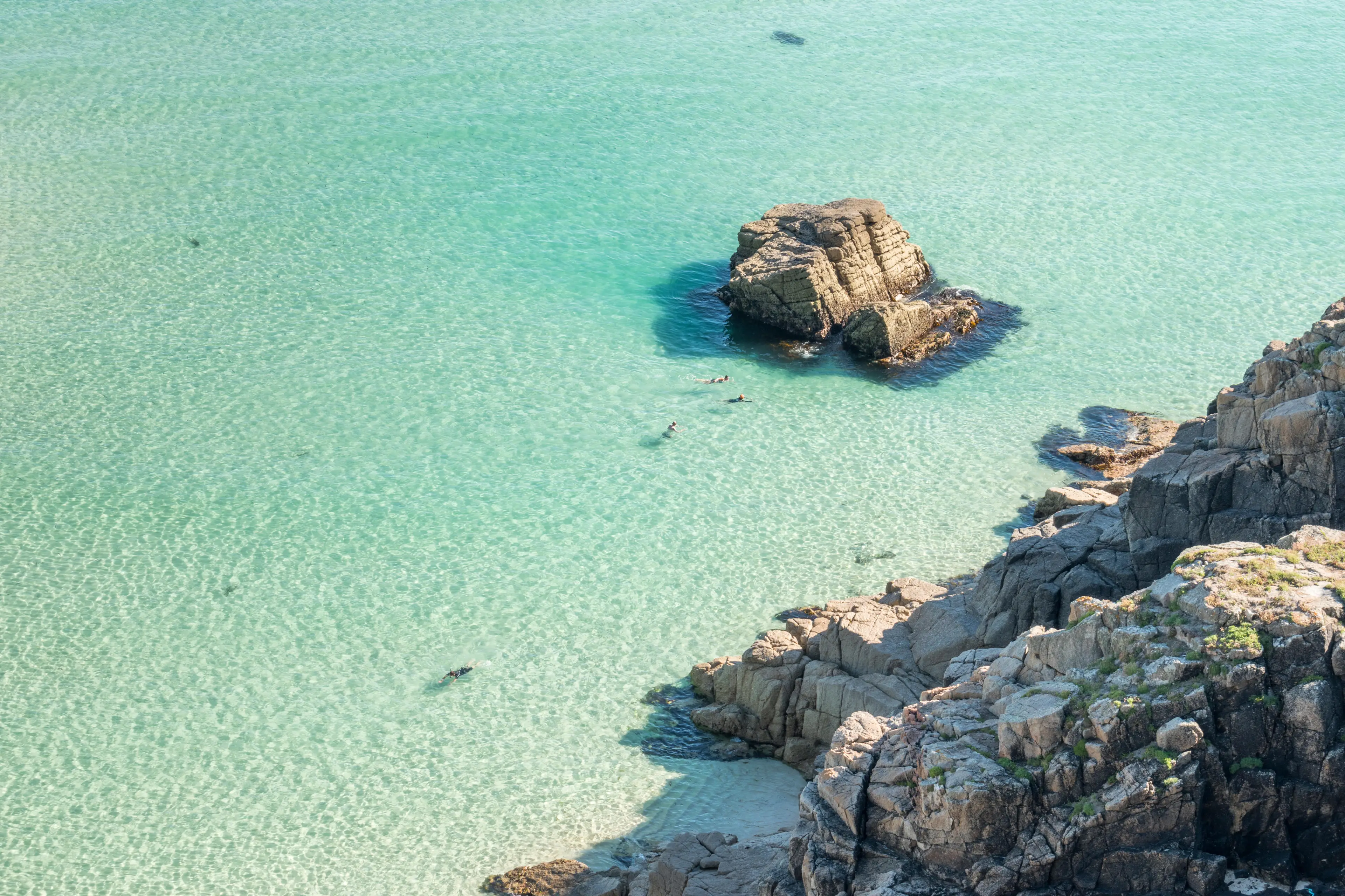 The crystal clear waters of Pedn Vounder.