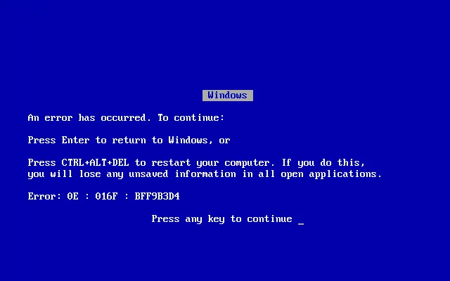 What the old error message looked like (Microsoft)