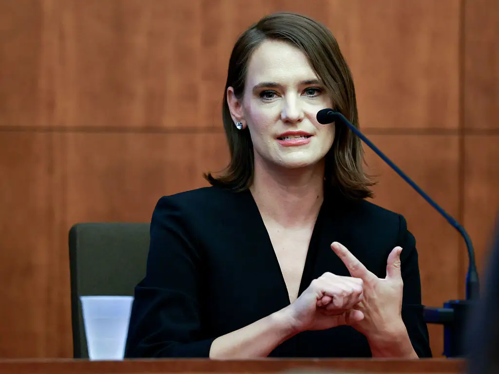 Rebecca Jollotta testifies during the murder trial (Jonathan Wiggs/The Boston Globe via Getty Images)