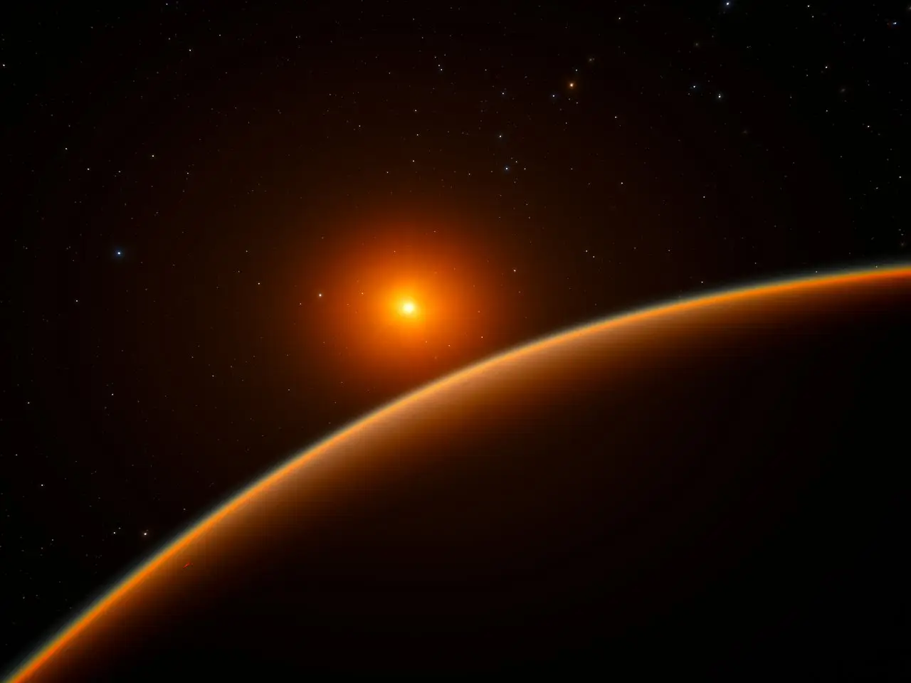 Artist's impression of LHS 1140b, a rocky planet with an atmosphere in the habitable zone (ESO/spaceengine.org)