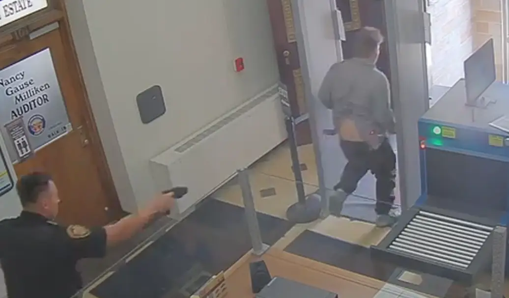 He was eventually tasered and subdued just before he could make it out of the door (Columbiana County Sheriff’s Office)