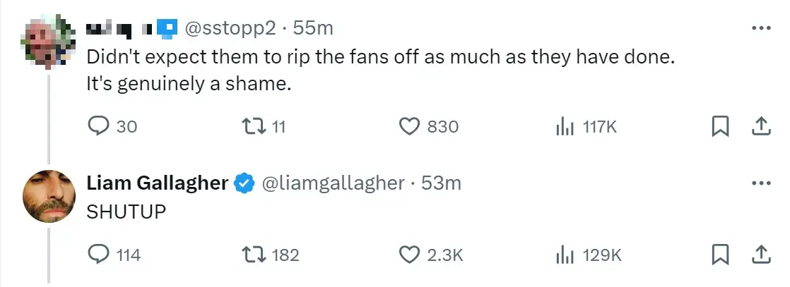 As you were (X/@liamgallagher)