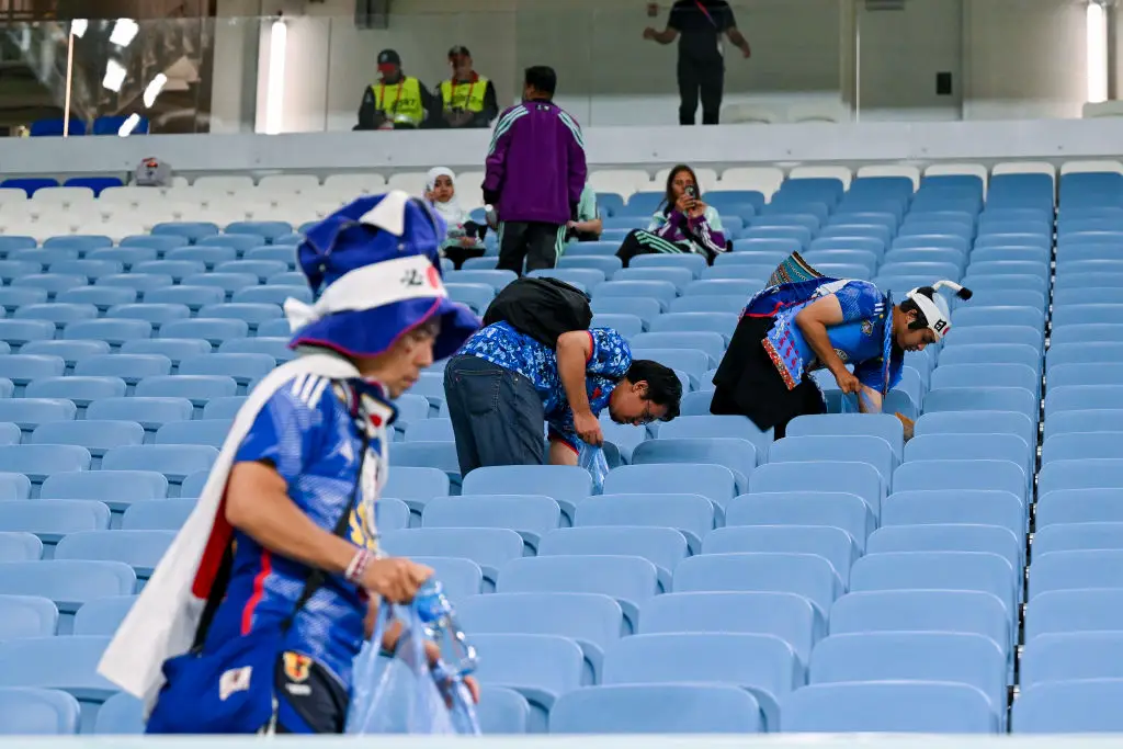 Japanese fans have a reputation for cleaning up after themselves following World Cup games (Harry Langer/DeFodi Images via Getty Images)