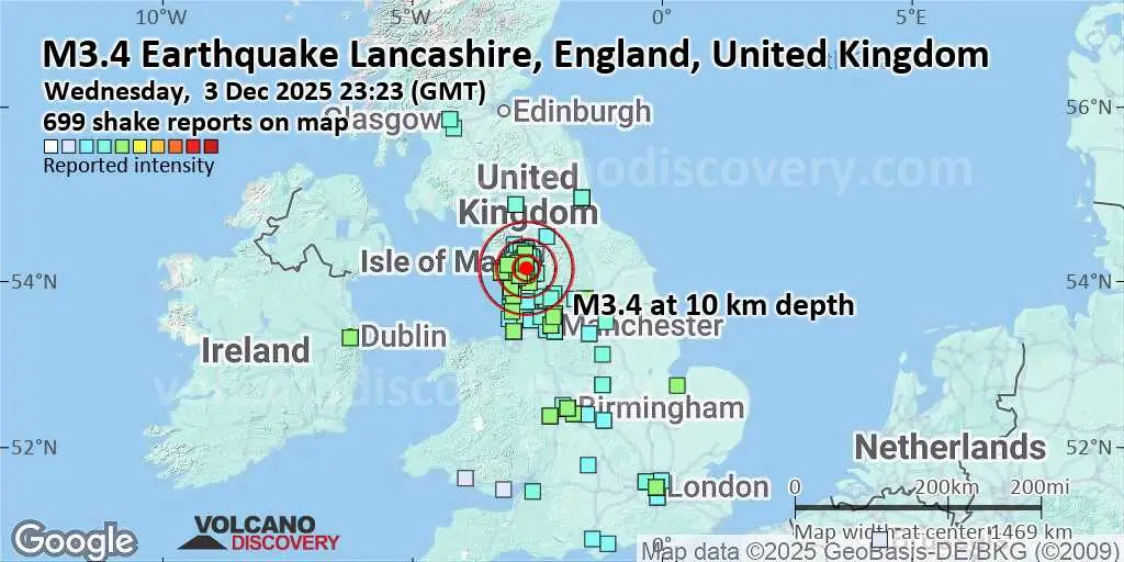 More than 1,100 people reported feeling the effects (Volcano Discovery)