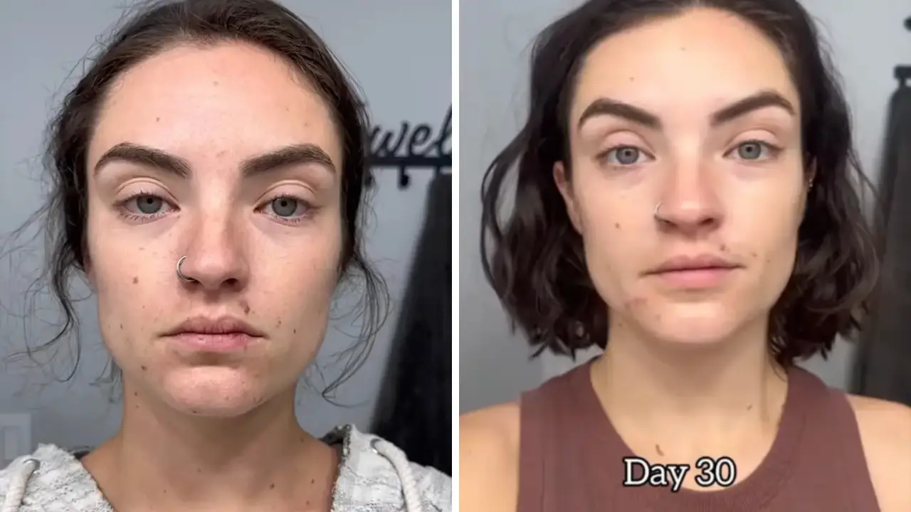 Paige before and after 30 days without alcohol (Yoga with Paige)