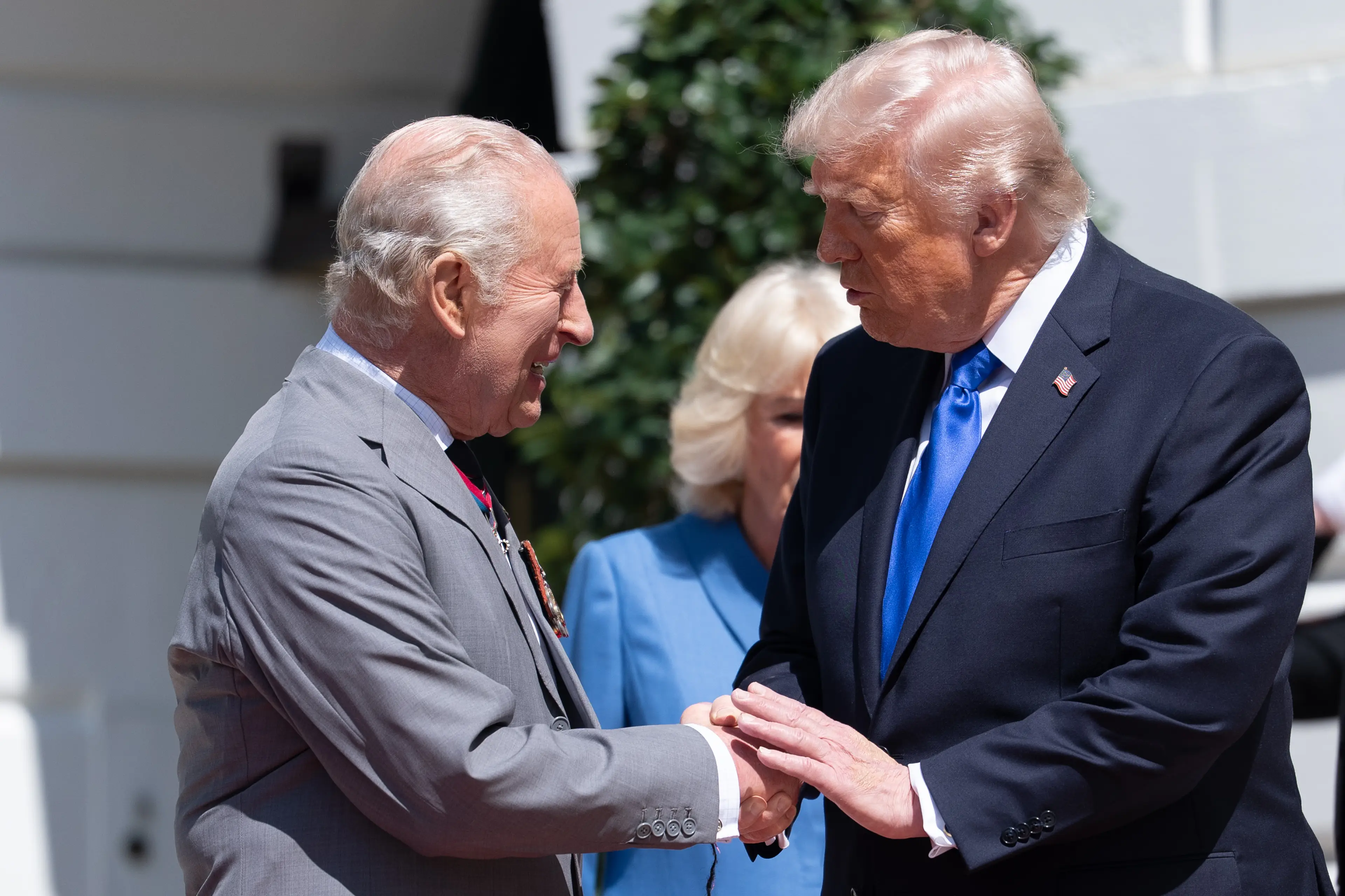 The US President announced the news after the monarch's four-day trip came to an end (Aaron Schwartz/CNP/Bloomberg via Getty Images)