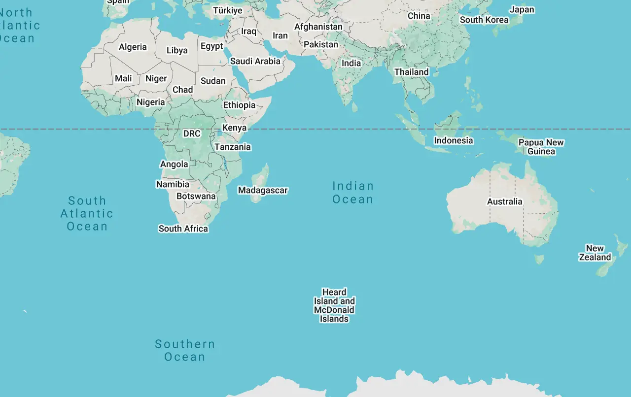 The islands are two-thirds of the way to Antarctica from Madagascar (Google Maps)