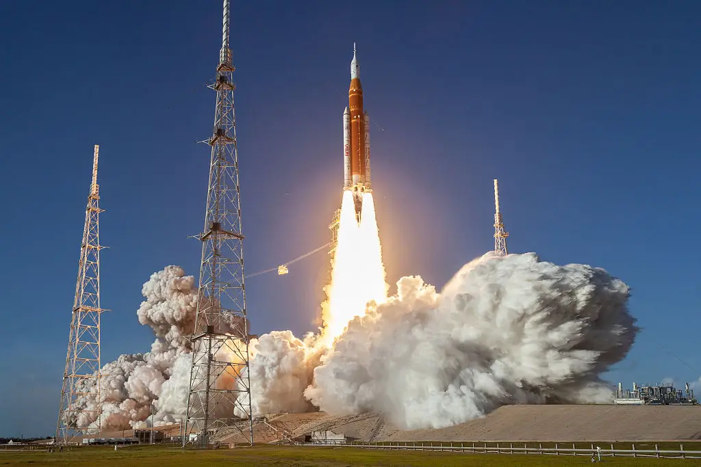 Artemis II during its lift off on 1 April (Manuel Mazzanti/NurPhoto via Getty Images)