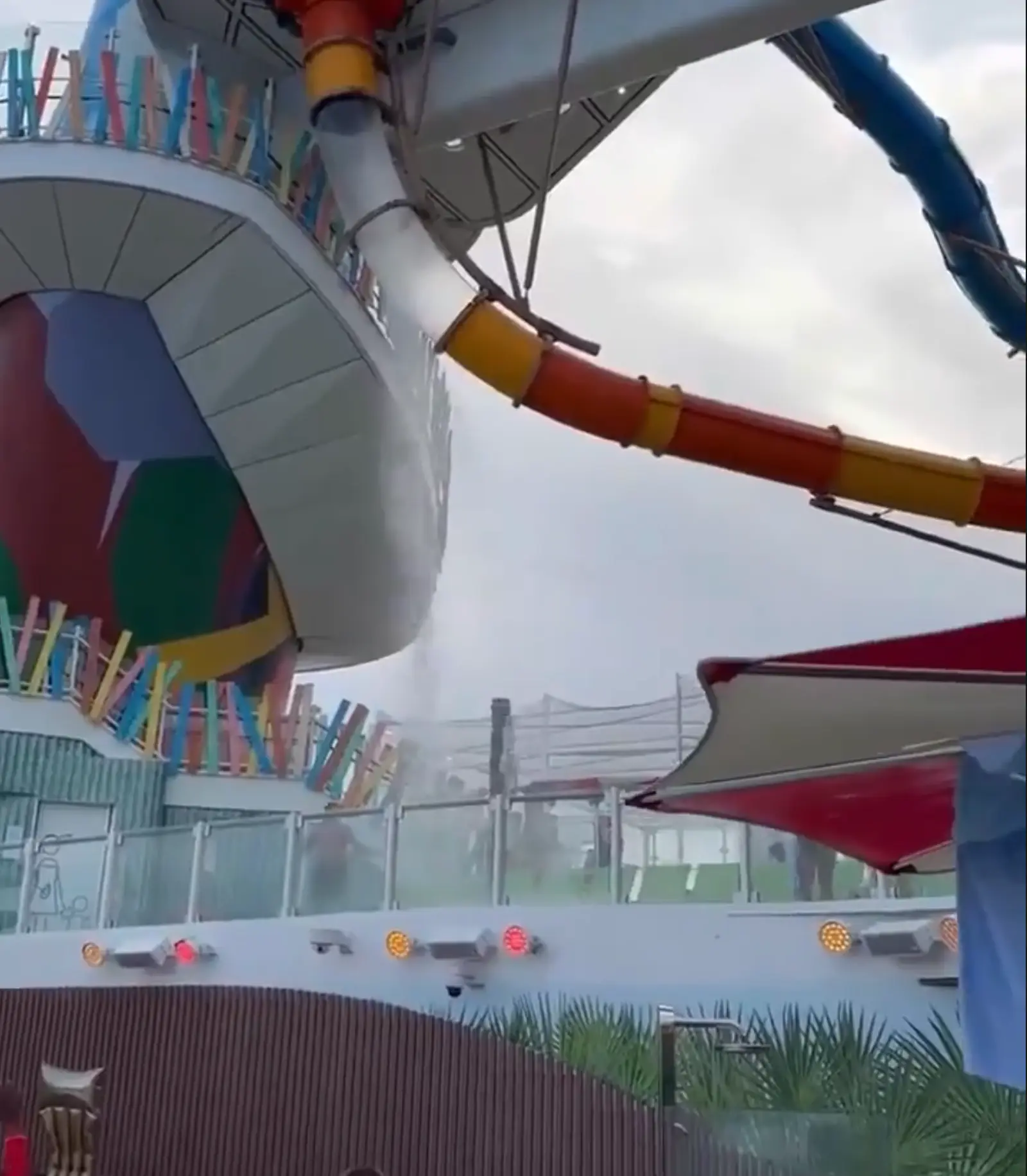 Social media footage showed the size of the hole in the slide (Storyful)