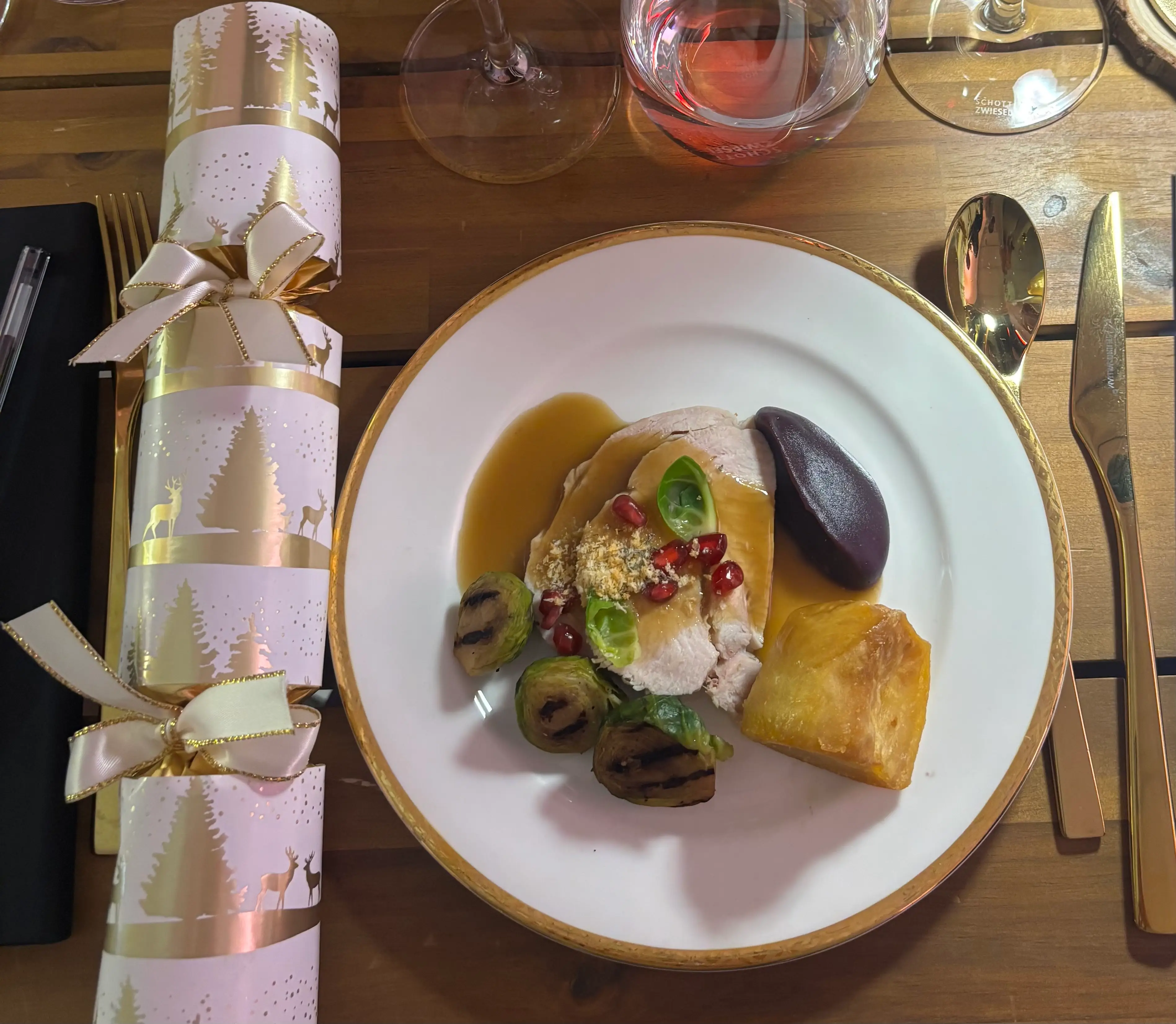 One roast potato accompanied Stein's take on a turkey Christmas dinner (LADbible)