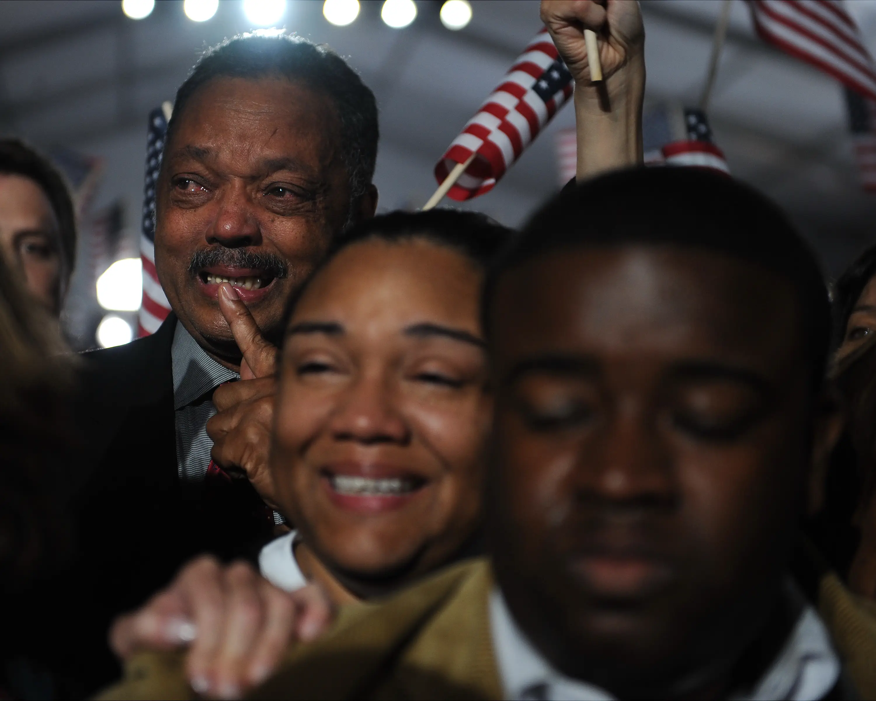 Jackson was seen tearing up as Obama gave his victory speech in 2008 (Ron Antonelli/NY Daily News Archive via Getty Images)