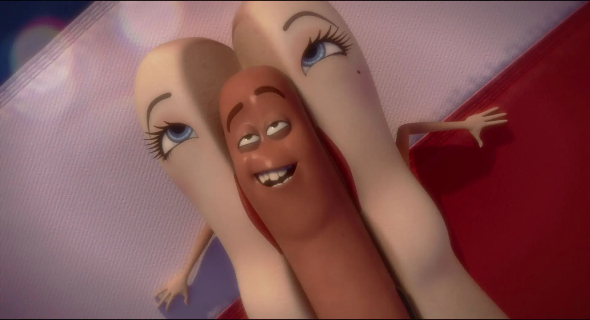 Rogen as Frank and Kristen Wiig as Brenda in Sausage Party.