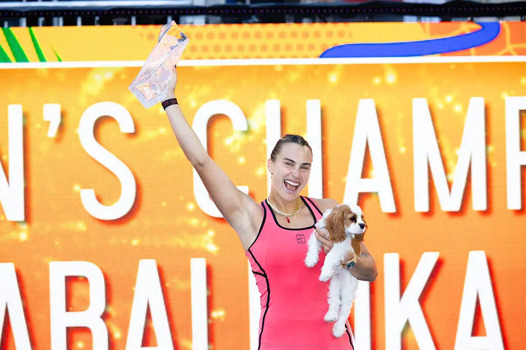 Aryna Sabalenka and her dog, Ash. (Mauricio Paiz/NurPhoto via Getty Images)