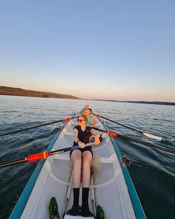 Sophie out on the boat ahead of her pioneering rowing journey with cystic fibrosis (Supplied)