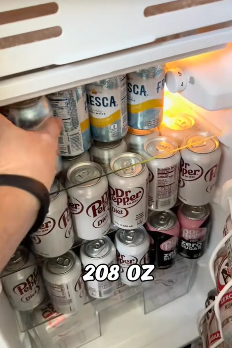 He has an entire fridge of canned soft drinks (TikTok/foodyfellowship)