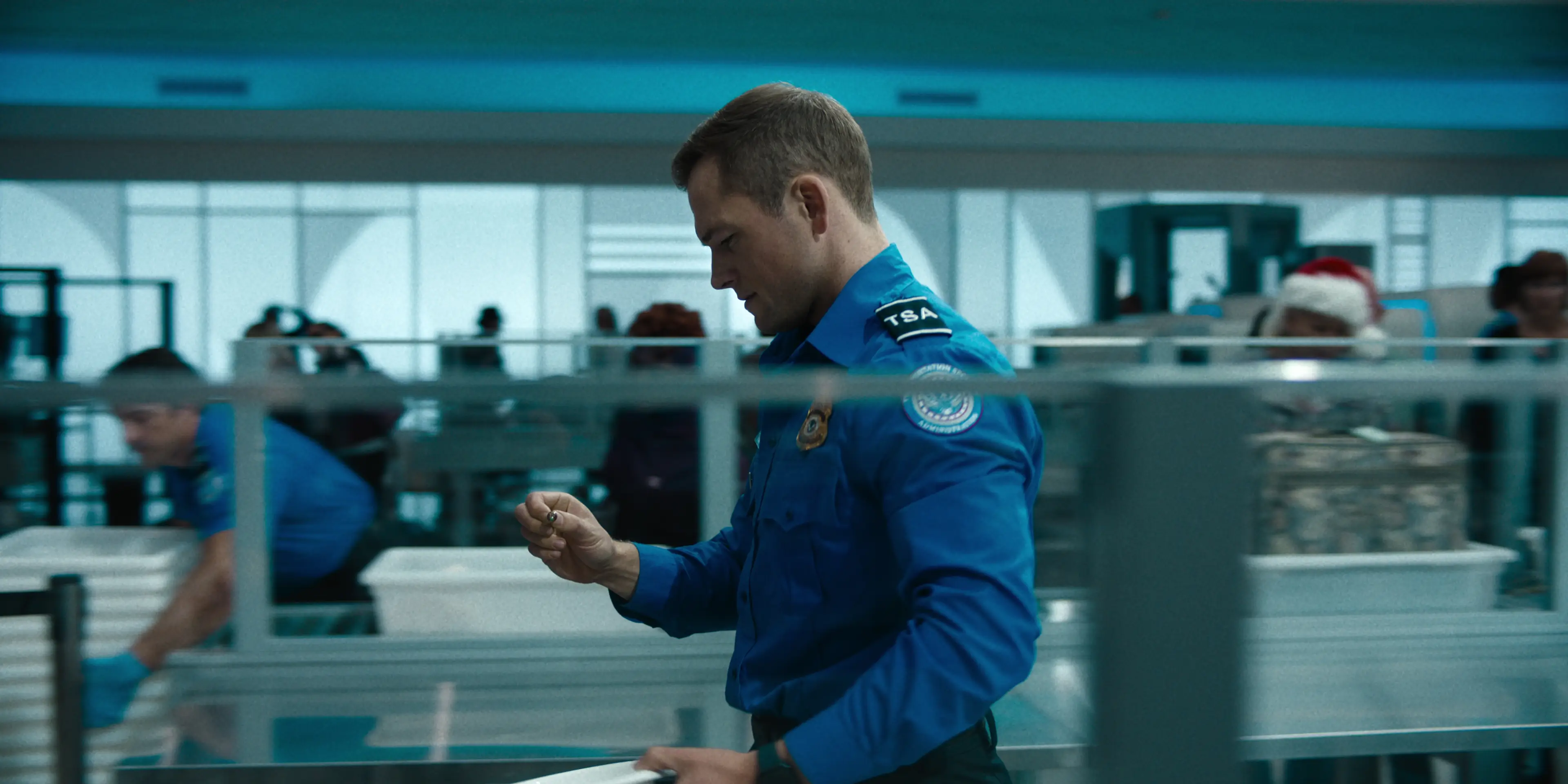 Carry On begins in earnest when Ethan puts the earpiece in (Netflix)