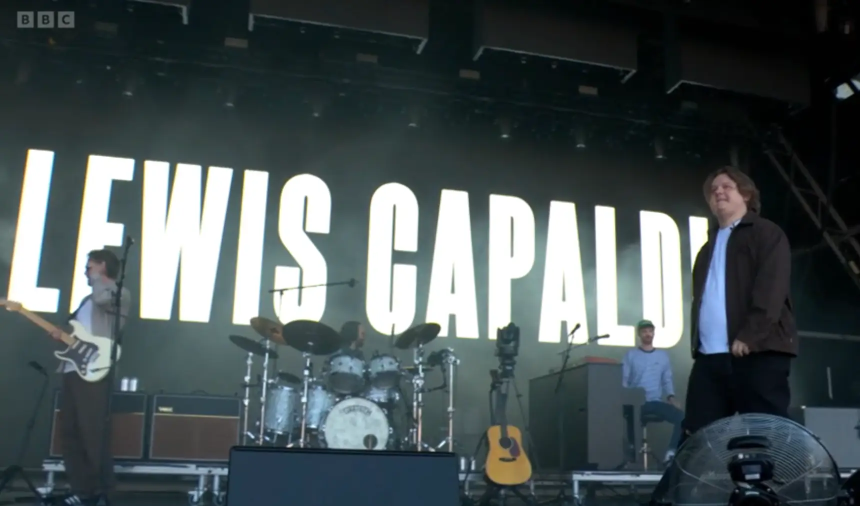 The crowd were chanting 'oh Lewis Capaldi' for the singer (BBC)