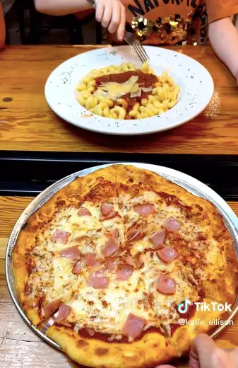 Ellison and her son opted for ham pizza and tomato pasta.