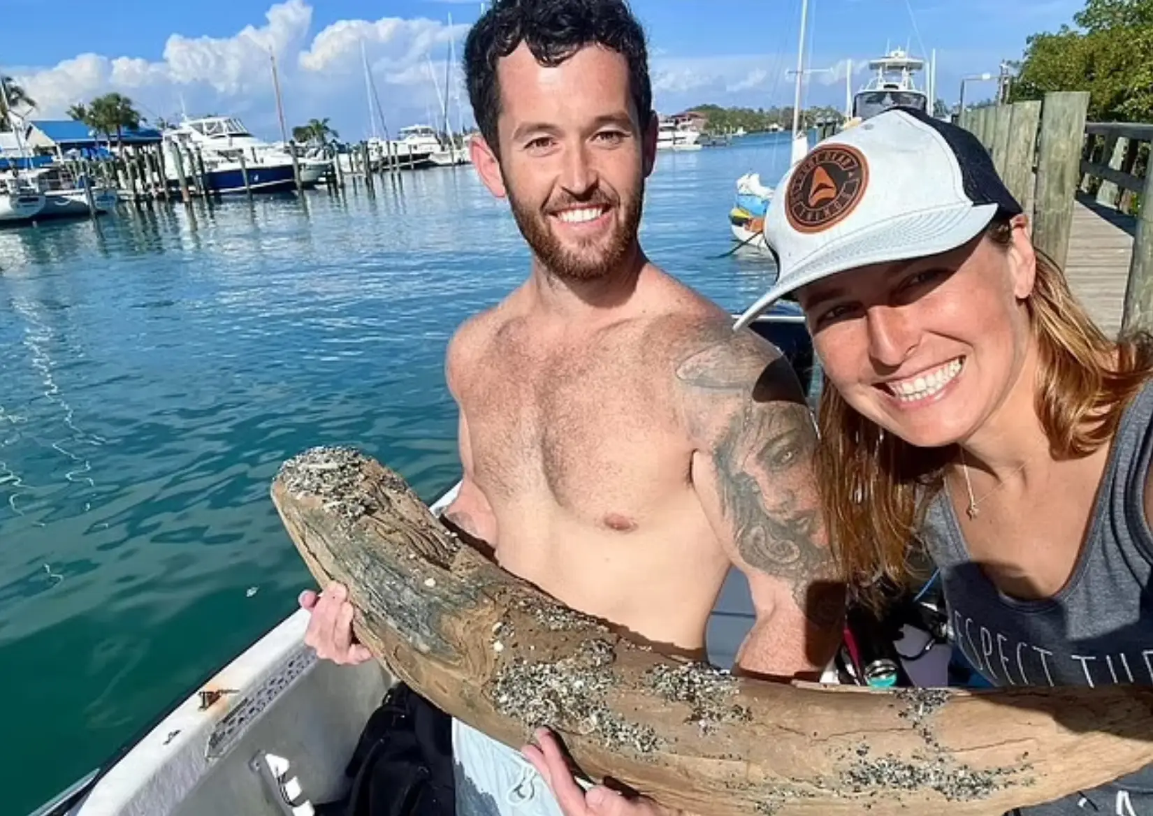 Alex discovered the Mastodon tusk while scuba diving alongside his friend, Blair. (Facebook/Blair Marlow)