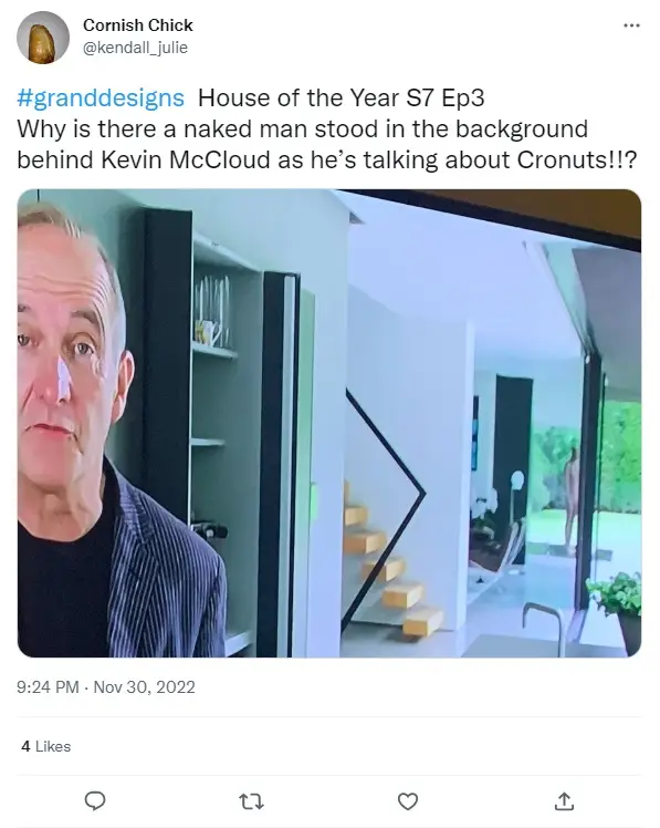 There appeared to be a naked man stood behind Kevin McCloud.