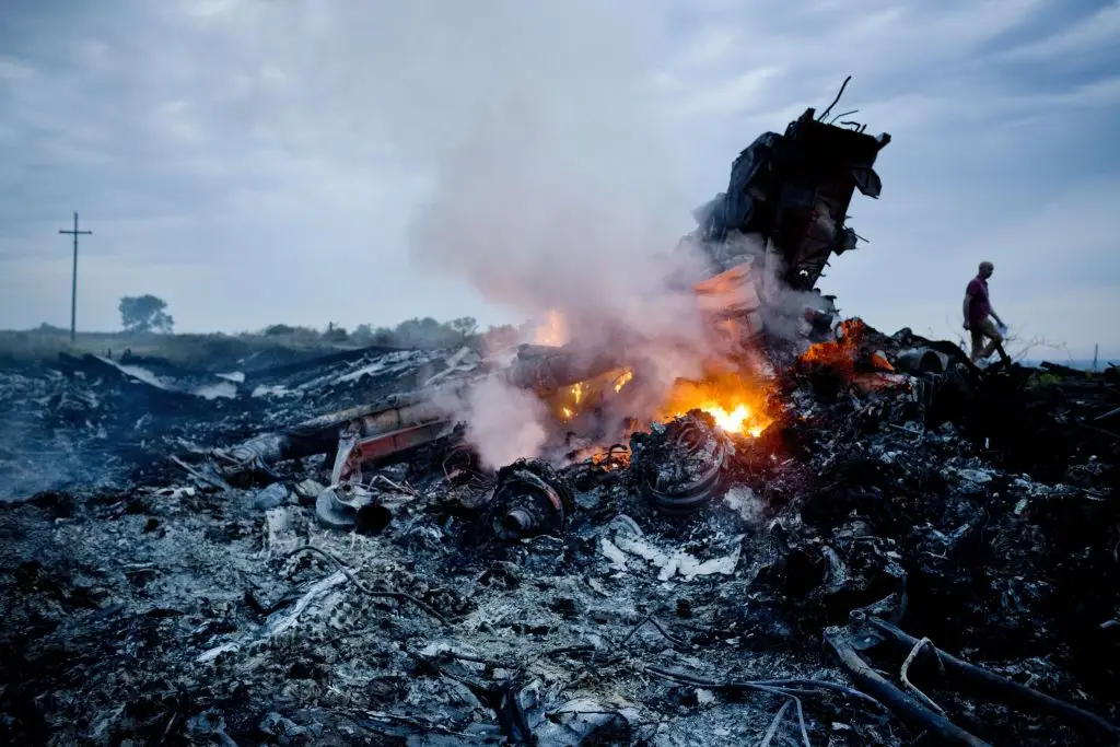 All 283 passengers and 15 crew onboard flight MH17 were sadly killed when it was shot down. (Pierre Crom/Getty Images)