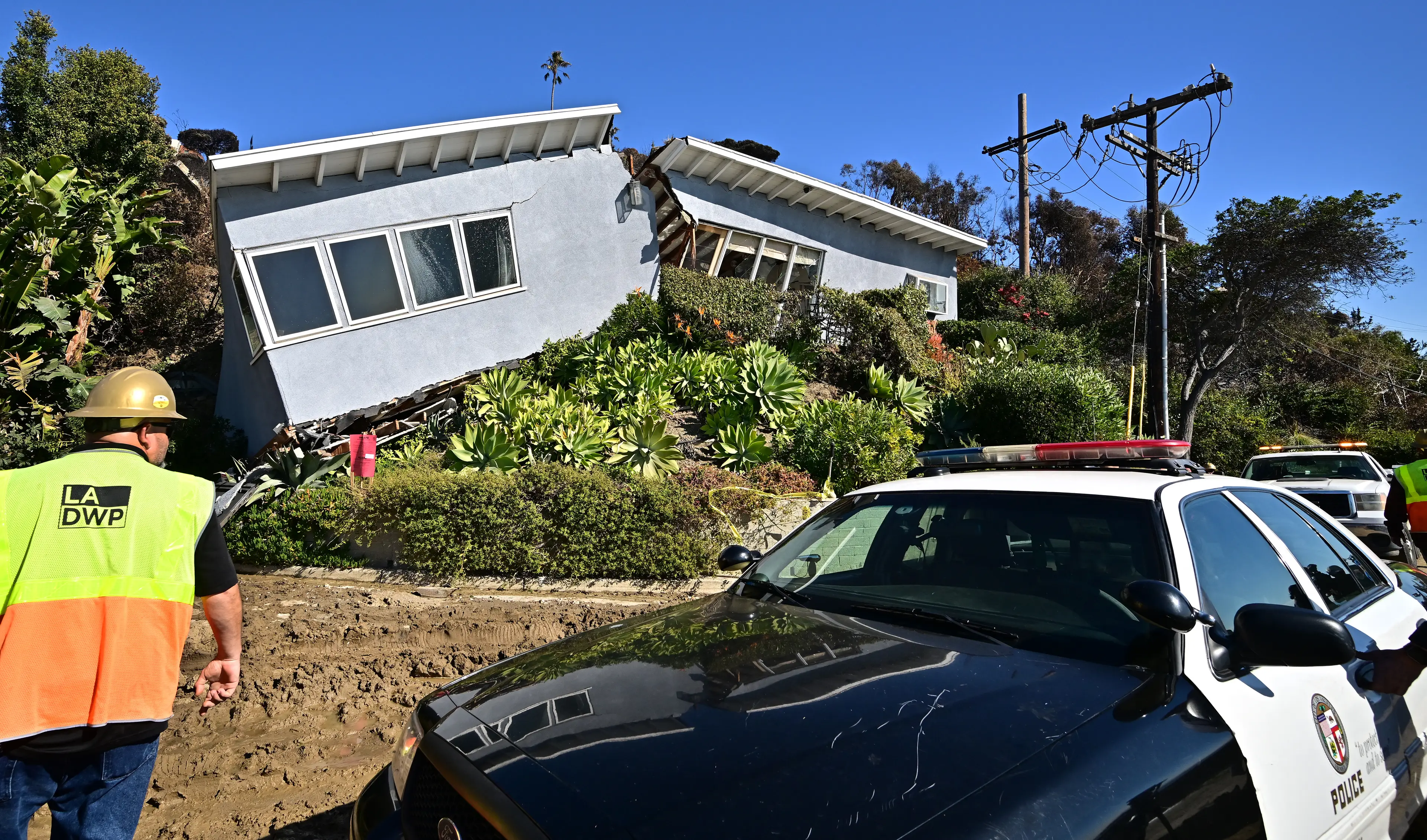 This house survived the fires, only to be destroyed by a landslide (FREDERIC J. BROWN/AFP via Getty Images)