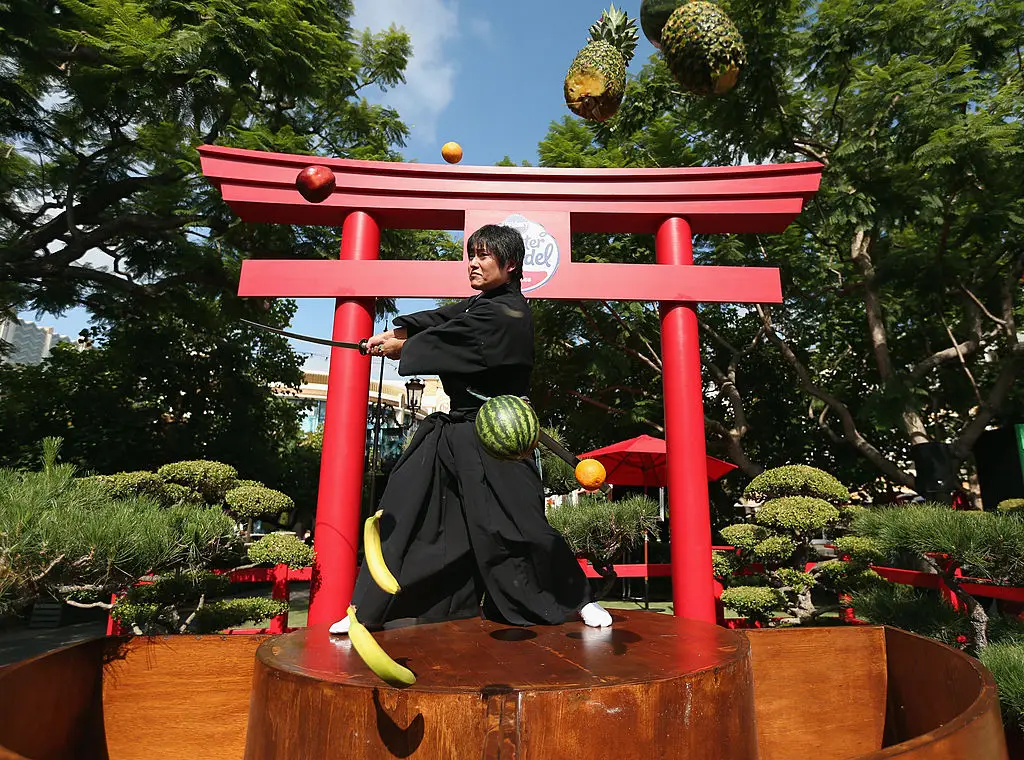 Isao Machii, the real life fruit ninja (Mark Davis/Getty Images for Pillsbury Toaster Strudel)