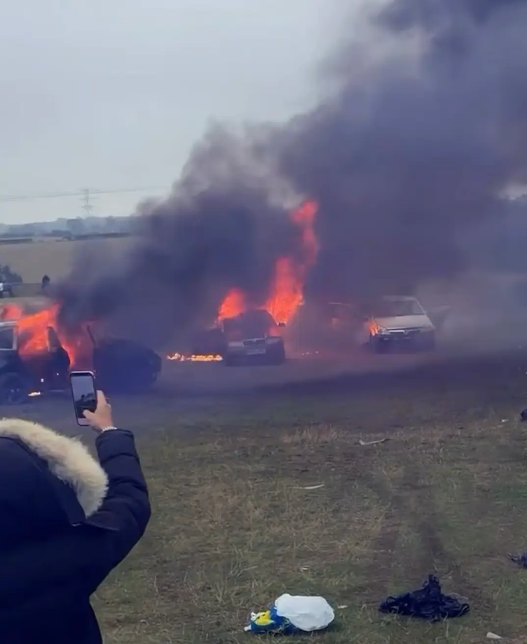 Footage shared on social media showed several cars on fire (Instagram)