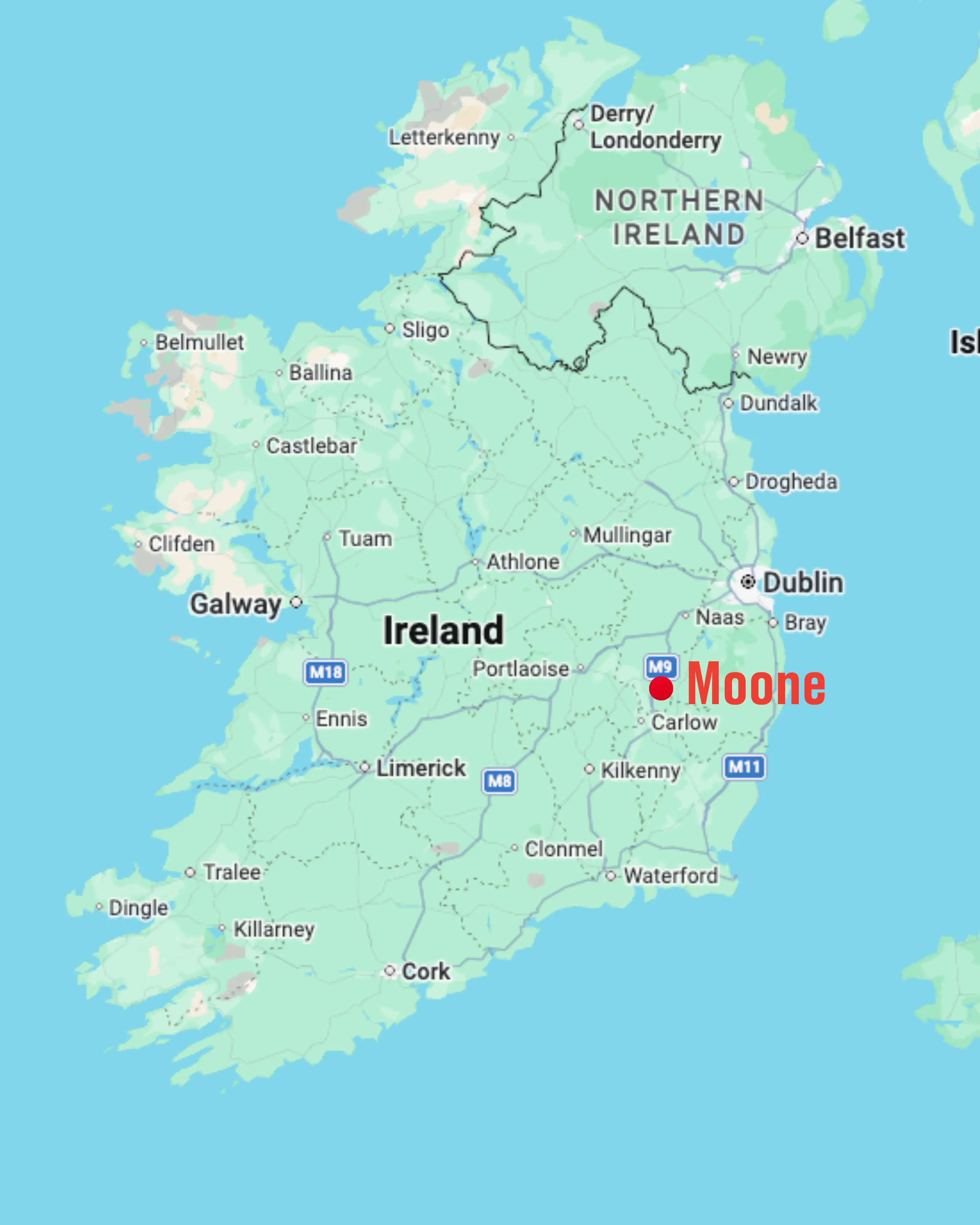 The incident took place near Moone (Google Maps)