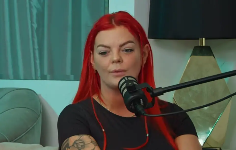 A clip of adult content creator Rebecca Goodwin storming out of a podcast has recently gone viral (YouTube/@TheRealitycheckshow)