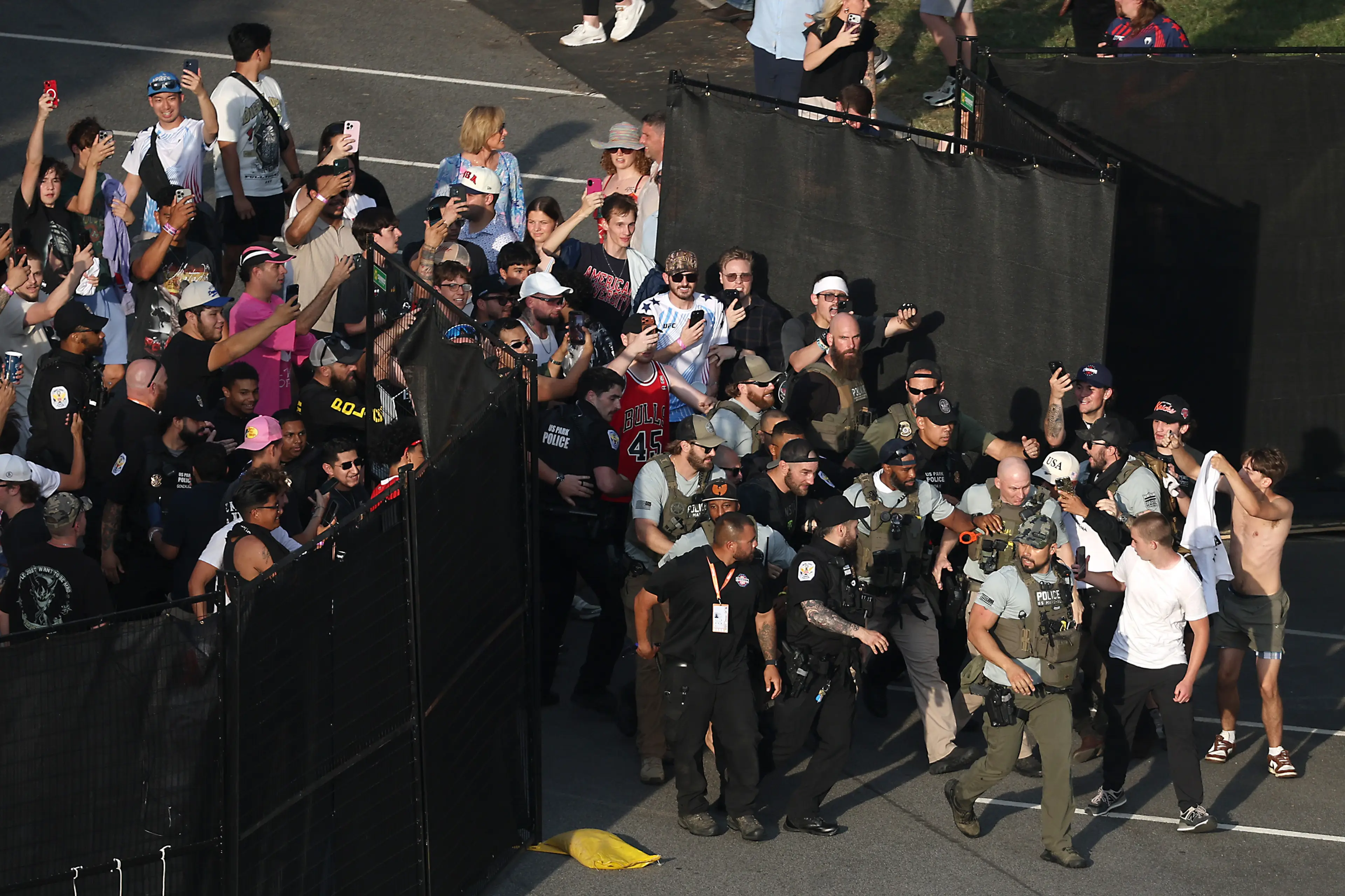 Sean Strickland was escorted from the event (Kevin Dietsch/Getty Images)