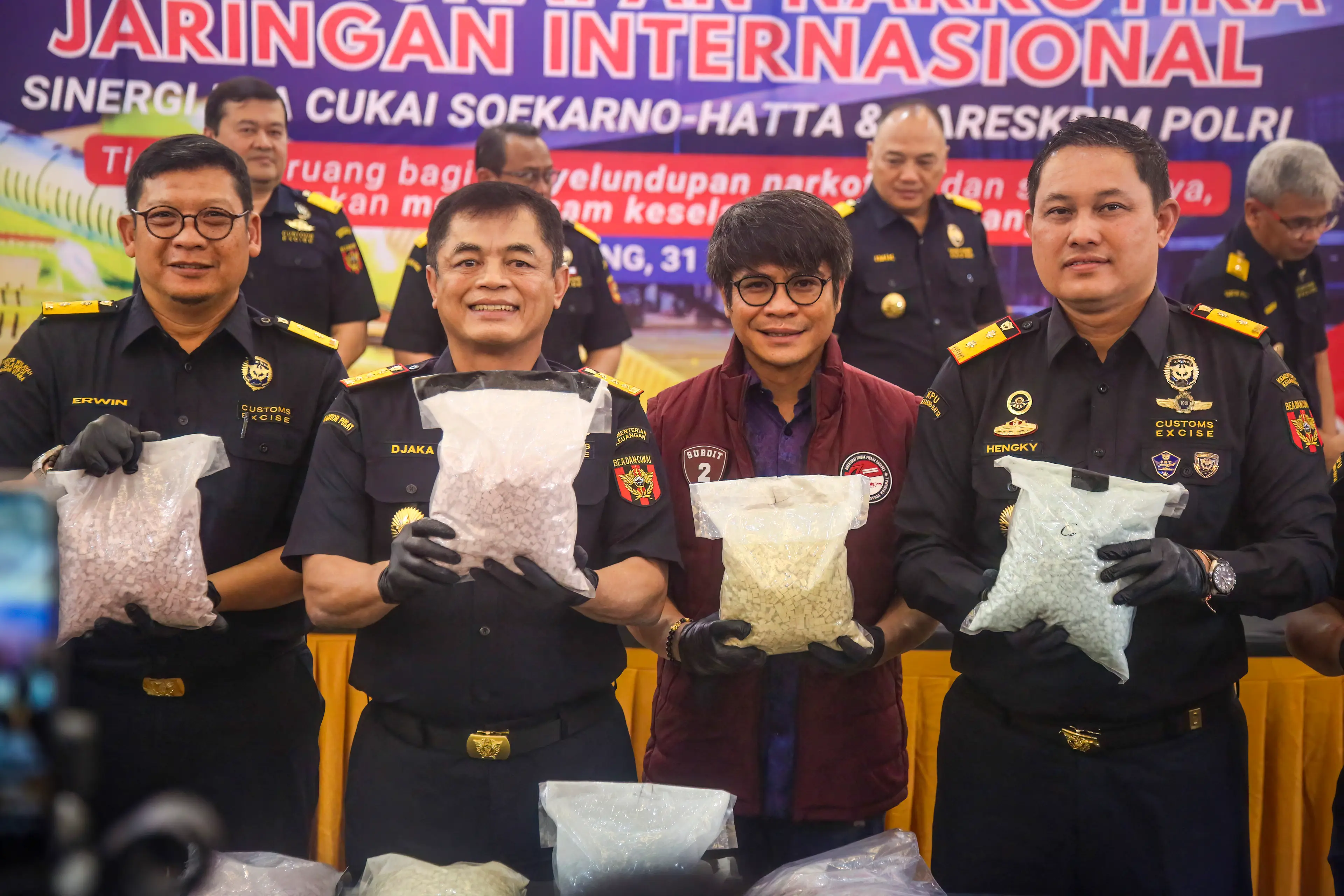 Customs officials found a huge haul of illegal substances inside the pilot's suitcase (Ramu/AFP via Getty Images)