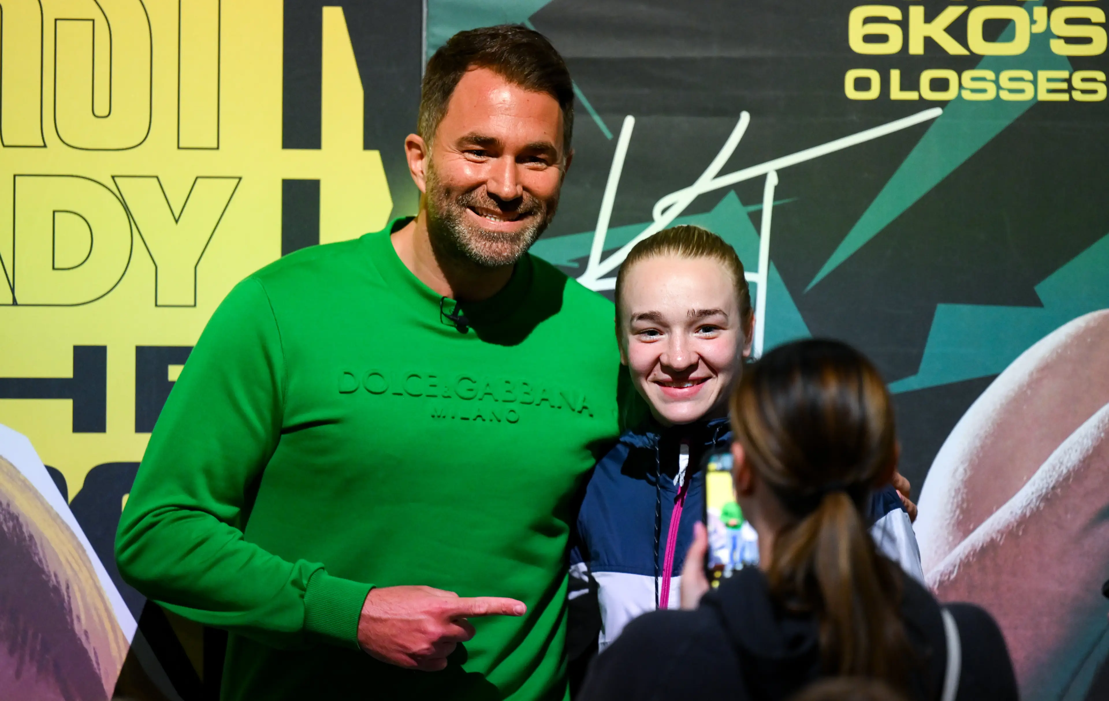 Broadhurst with boxing promoter Eddie Hearn (Stephen McCarthy / Sportsfile via Getty Images)