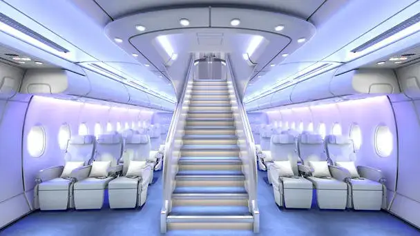 The A380 boasts a spacious cabin. (Airbus)