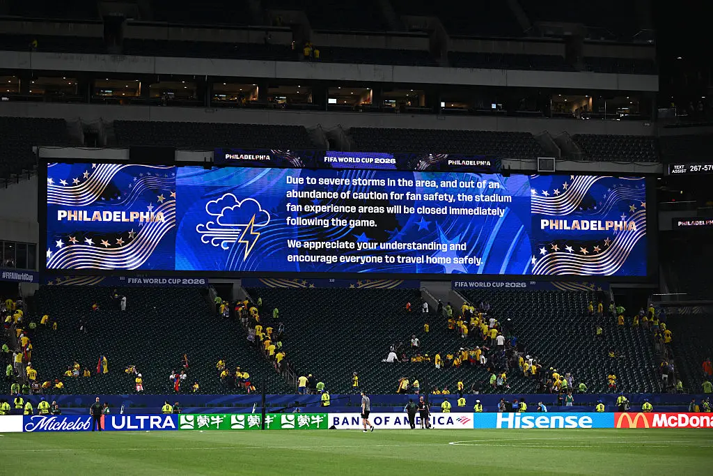 Fans at a game last week received a similar storm warning (Image Photo Agency/Getty Images)