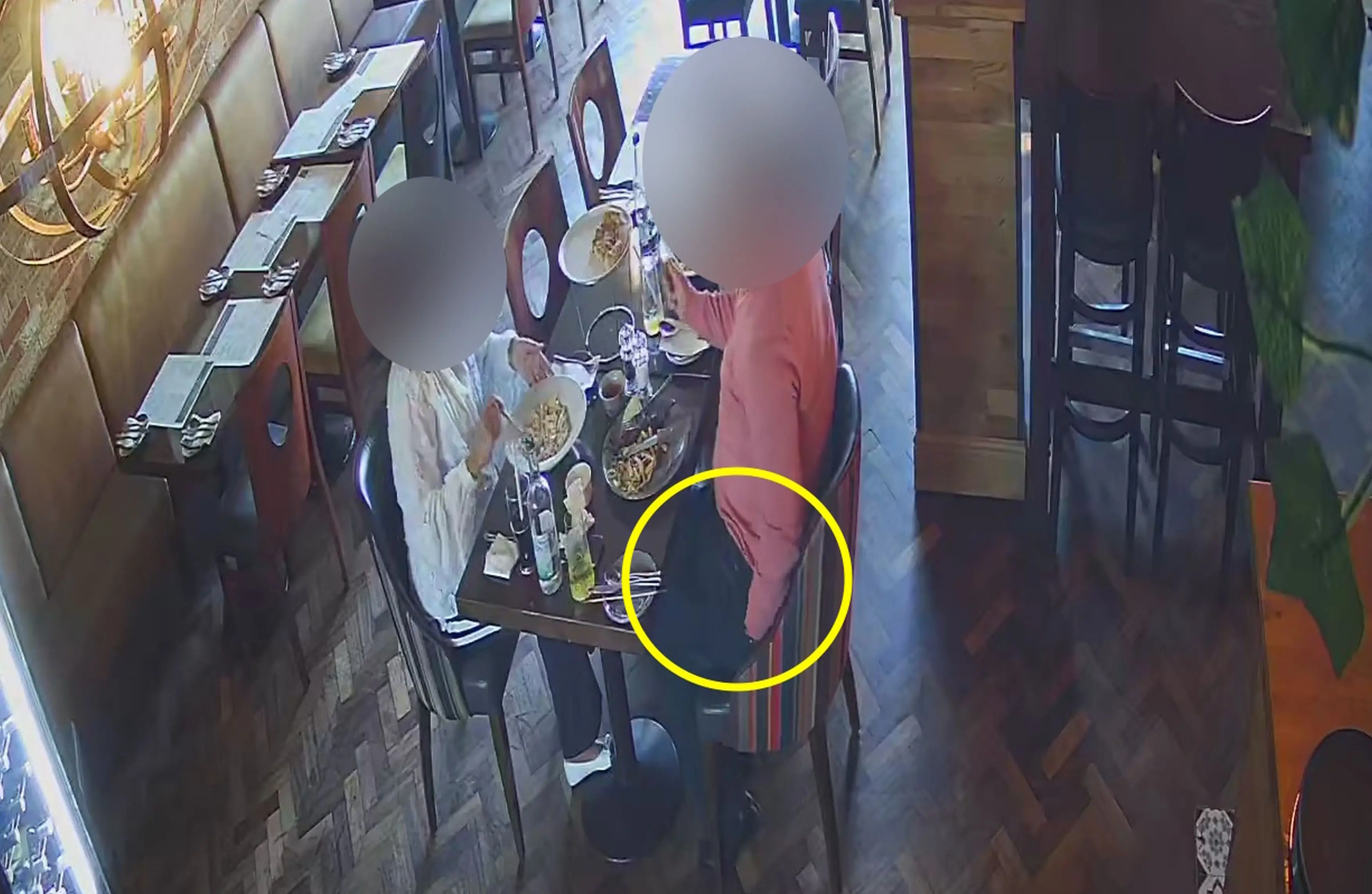 San Marino staff say the male diner can be seen reaching into his pocket to retrieve the piece of glass (Kennedy News and Media)