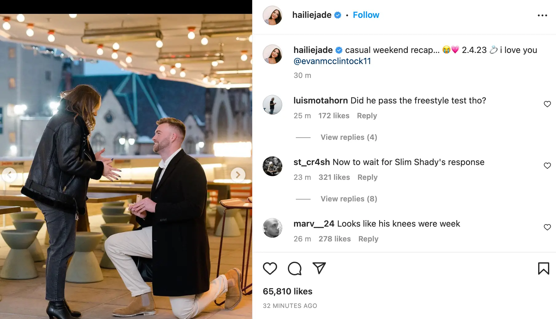 Hailie shared the exciting news on Instagram.