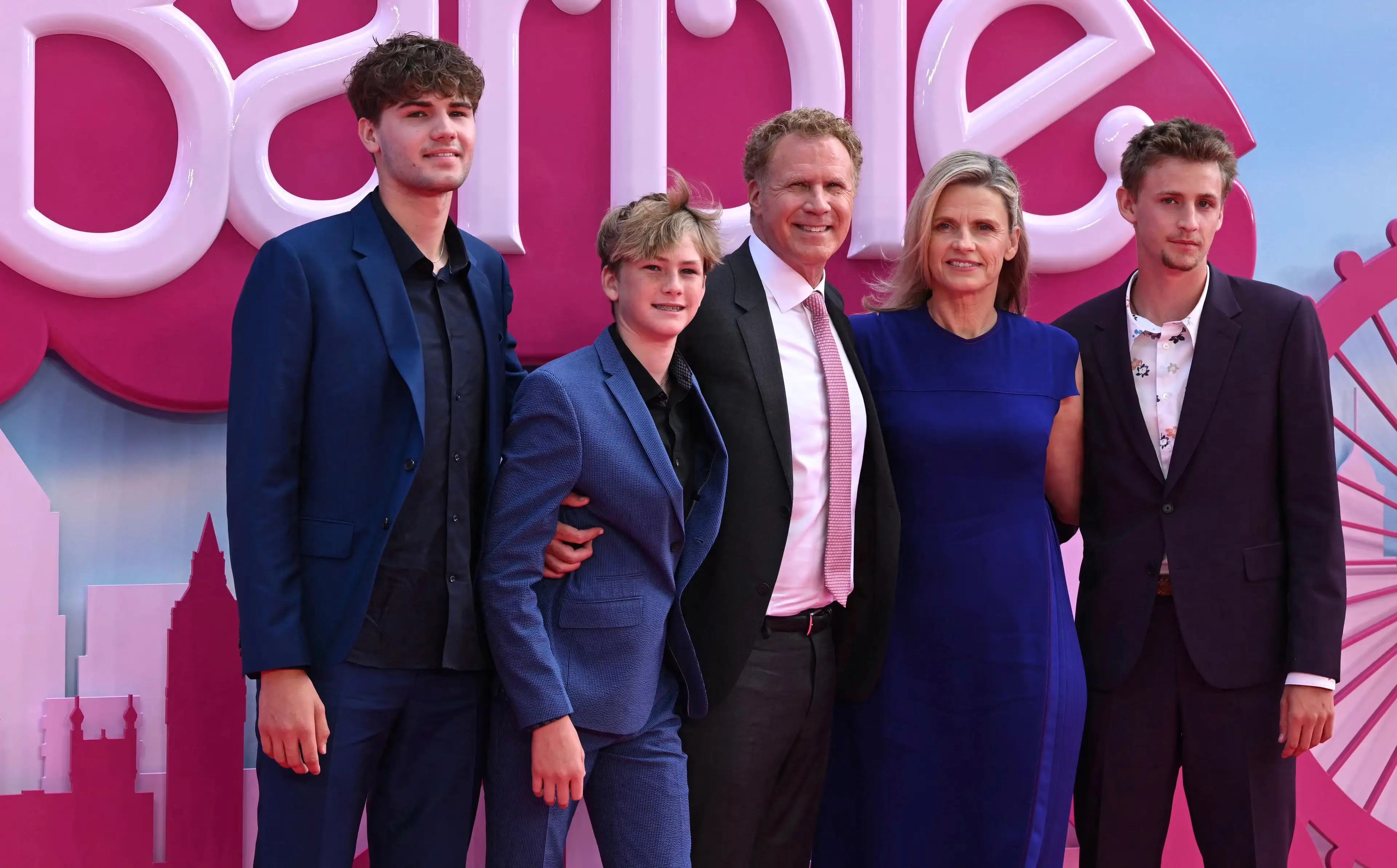Will Ferrell seen with Viveca Paulin and their three sons in 2023 (JUSTIN TALLIS/AFP via Getty Images)