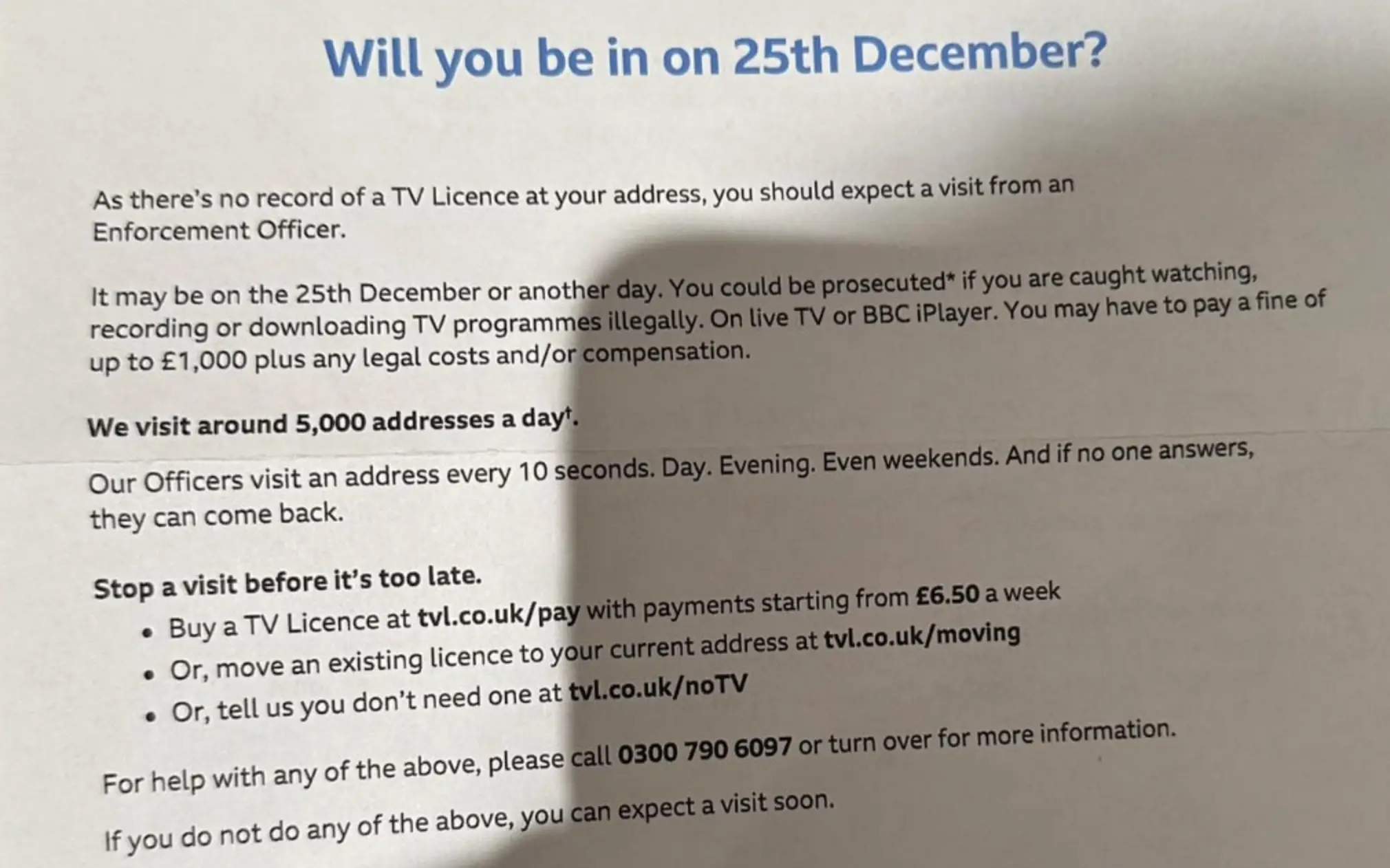 The letter sent to homes without a TV Licence (LADbible)