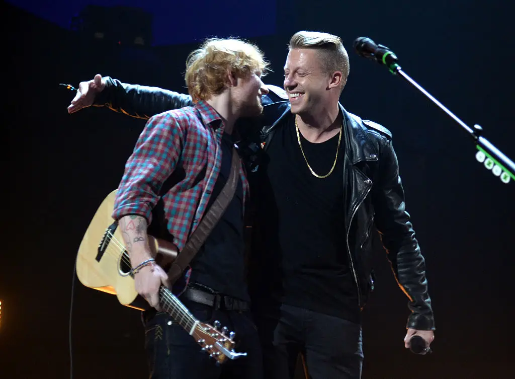 Ed Sheeran said he was 'not complicit' and the decision to drop Macklemore was with the promoters rather than him (Kevin Mazur/WireImage)