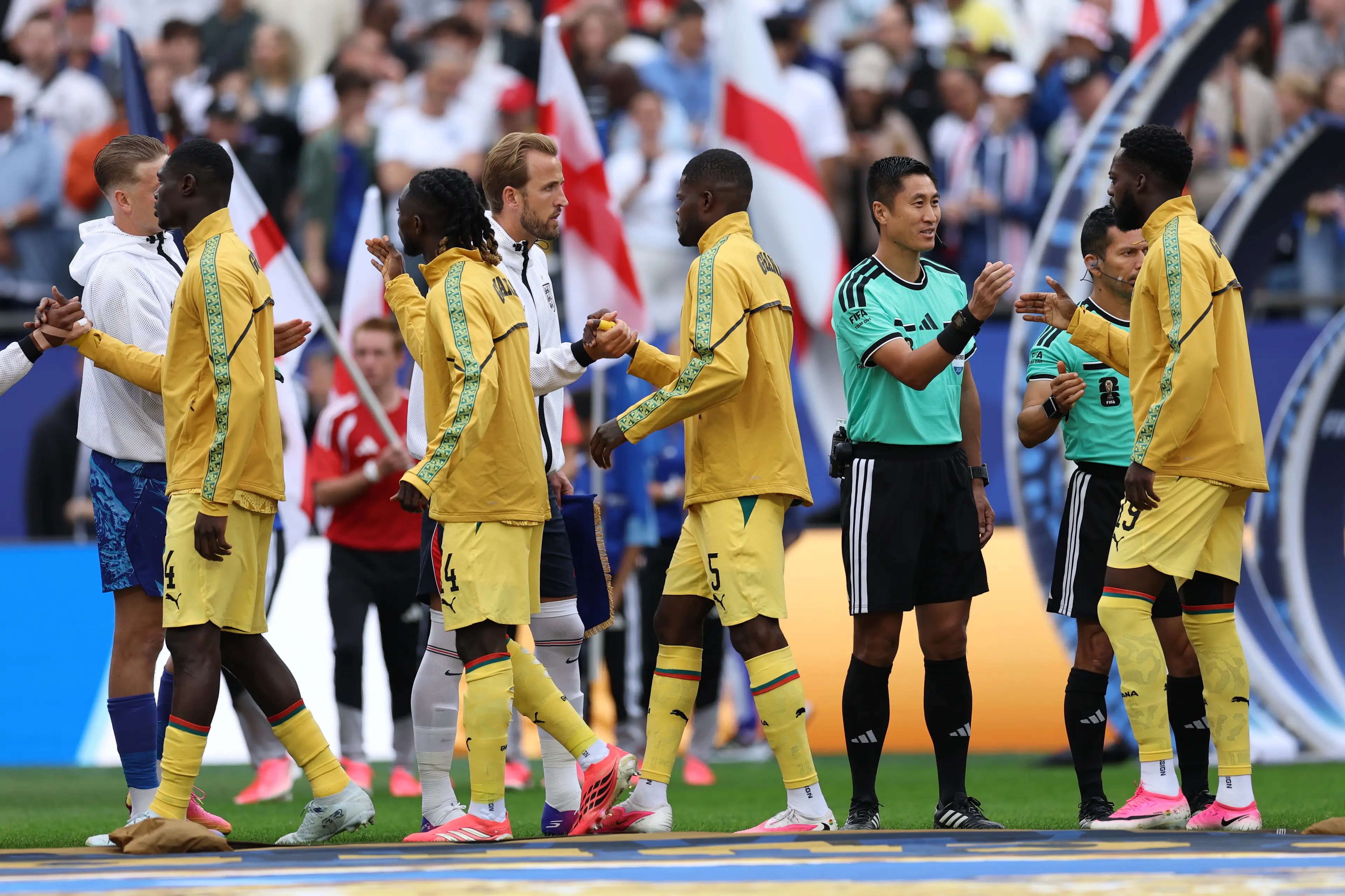 England captain Harry Kane was pictured shaking hands with the Ghanian footballer (Buda Mendes/Getty Images)