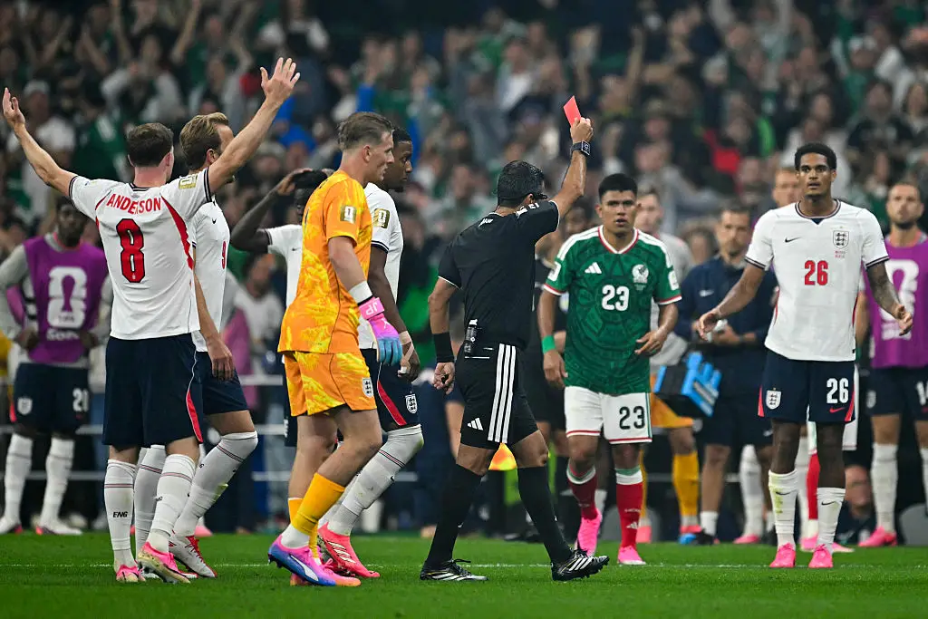 Jarell Quansah will serve a two match ban for his red card, meaning he'll miss the quarter-final and semi-final (Yuri CORTEZ / AFP via Getty Images)