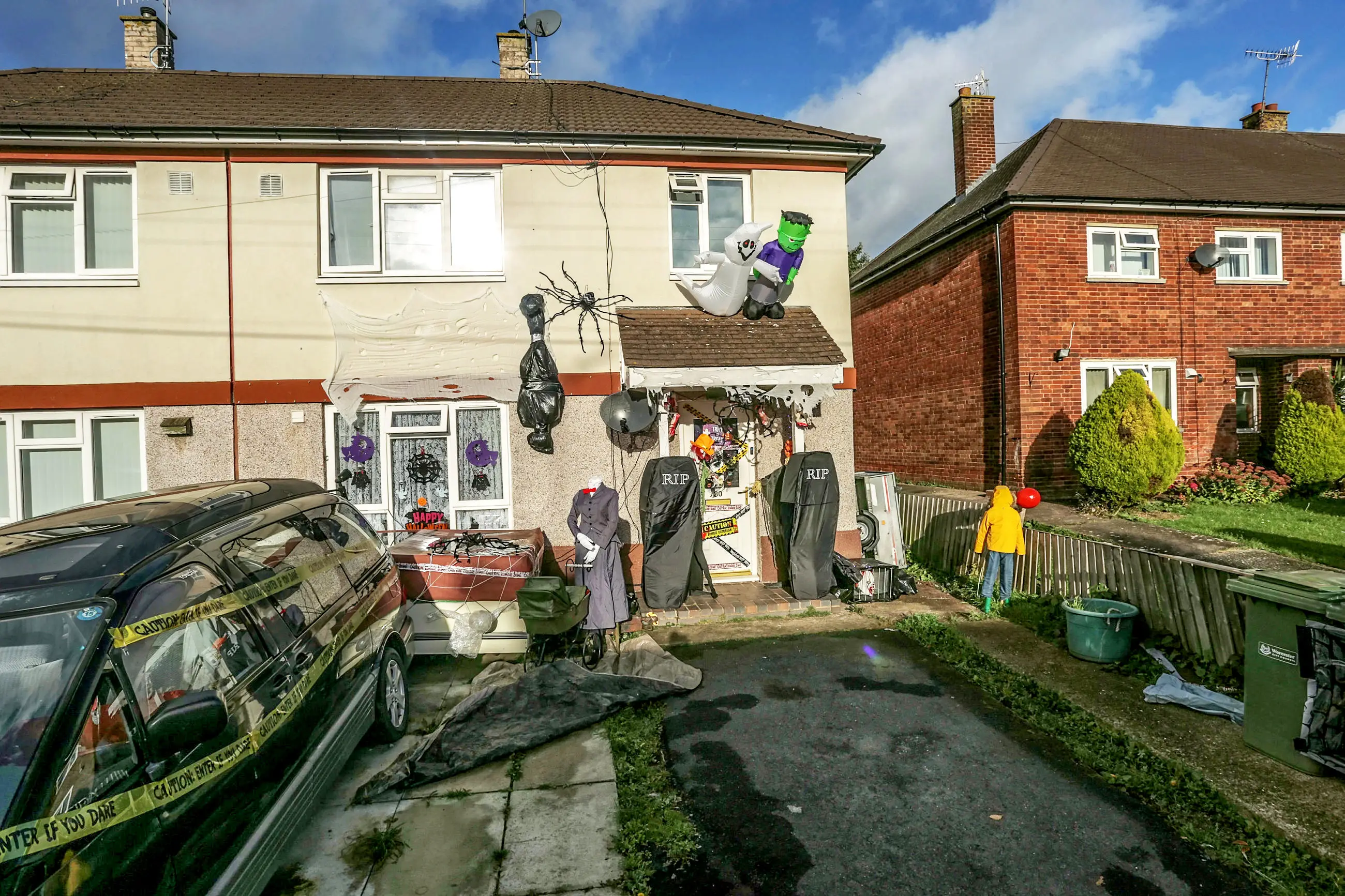 The creepy decorations have divided opinion.