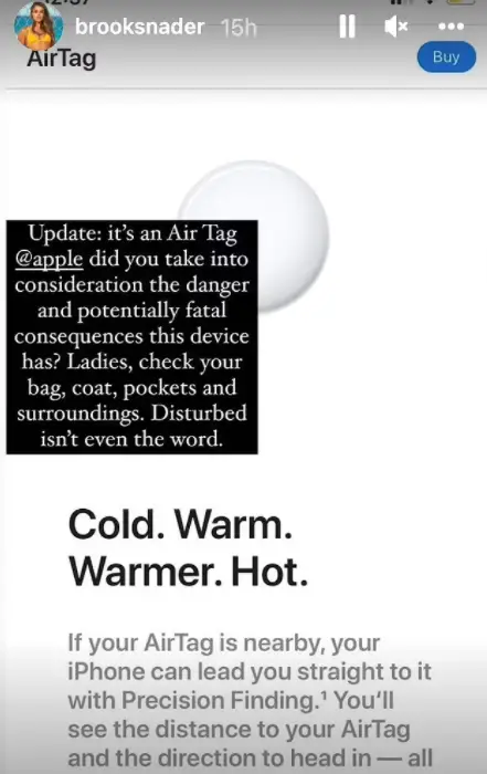 Brooks has warned women to be on the lookout for the devices.